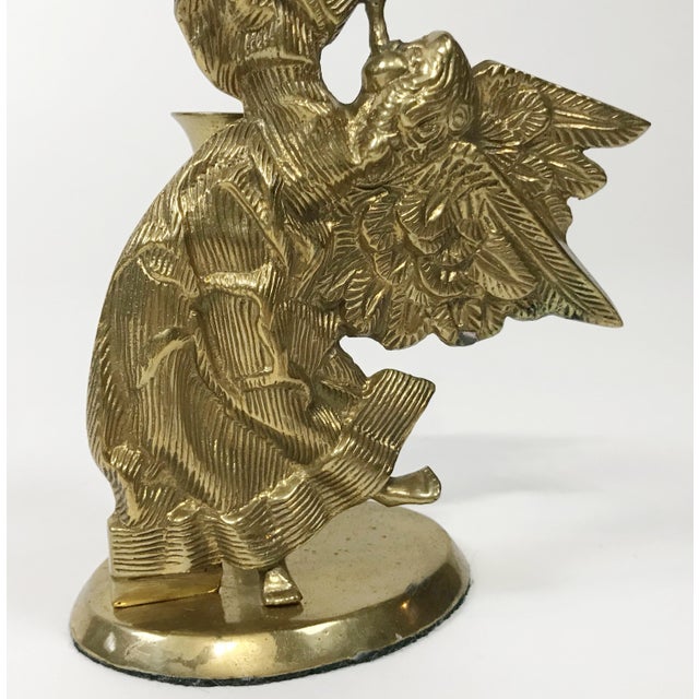 Vintage Brass Angel Motif Candlestick Holder For Sale In Kansas City - Image 6 of 6