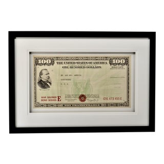 39x27 1944 $100 Bond Bank Poster, 39x27 Vintage, Rare For Sale