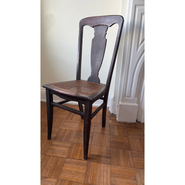 Brown Late 19th Century Mission Armless Side Chair With Cane Seat For Sale - Image 8 of 13