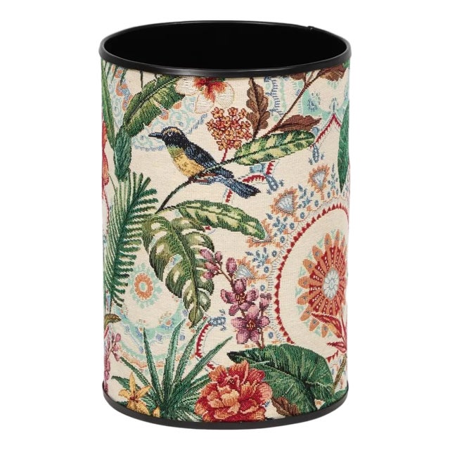 Exotic Jungle Bird Tapestry Waste Bin For Sale
