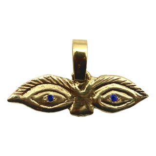 14k Gold Signature Eye Milagro Charm-Pendant For Sale