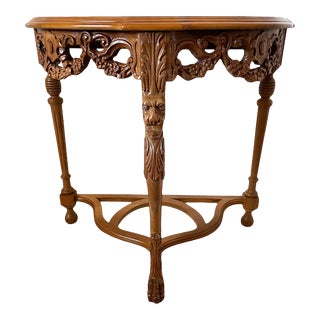Gimbel Brothers, Ny Carved Chinoiserie Demilune Table For Sale