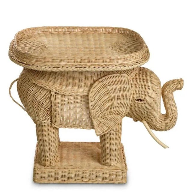 Rattan Elephant Side Table For Sale - Image 3 of 8