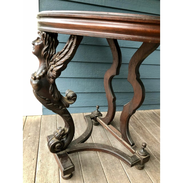 19th Century Carved Mahogany Half Moon Shaped Console Table For Sale - Image 4 of 7