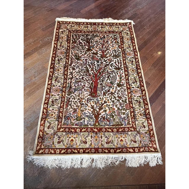 1980s Vintage Hereke Rug in Silk, 1980s For Sale - Image 5 of 5