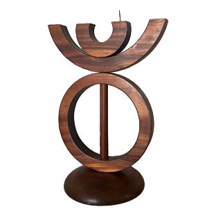 Large Sculptural Rosewood Candleholder, 1960s For Sale