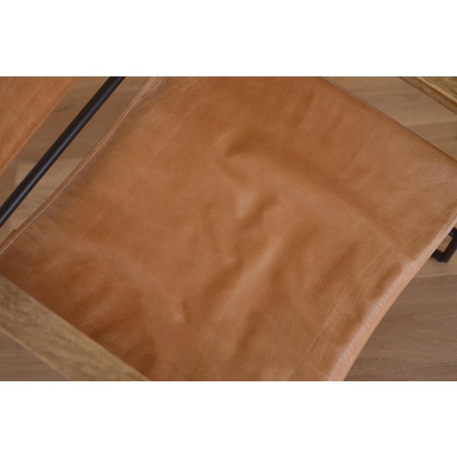 Mid Century Modern Style Metal and Leather Rocking Chair For Sale - Image 10 of 13