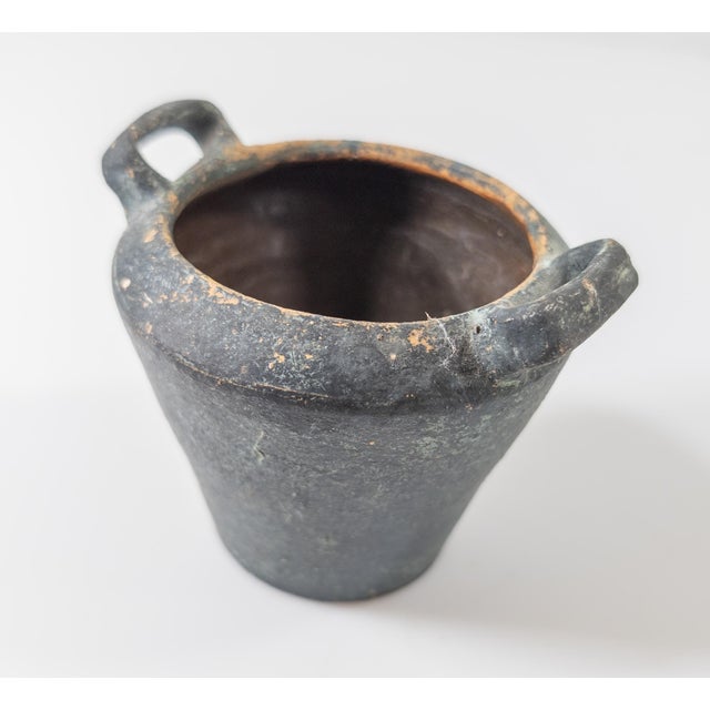 Greek or Roman Black Glazed Small Pottery Jar or Jug With Handles For Sale In New York - Image 6 of 10