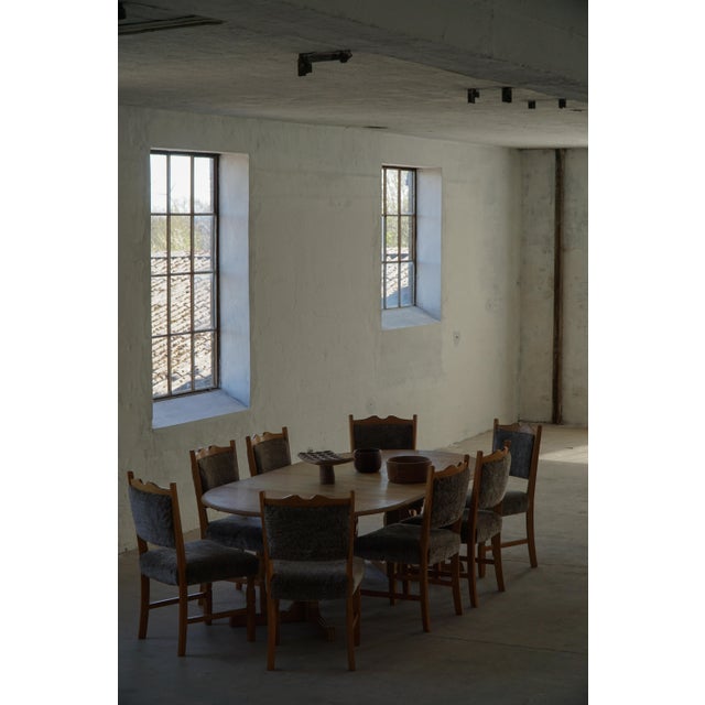 Vintage Danish Modern Dining Chairs in Oak and Lambswool by Henning Kjærnulf, 1960s, Set of 8 For Sale - Image 14 of 18