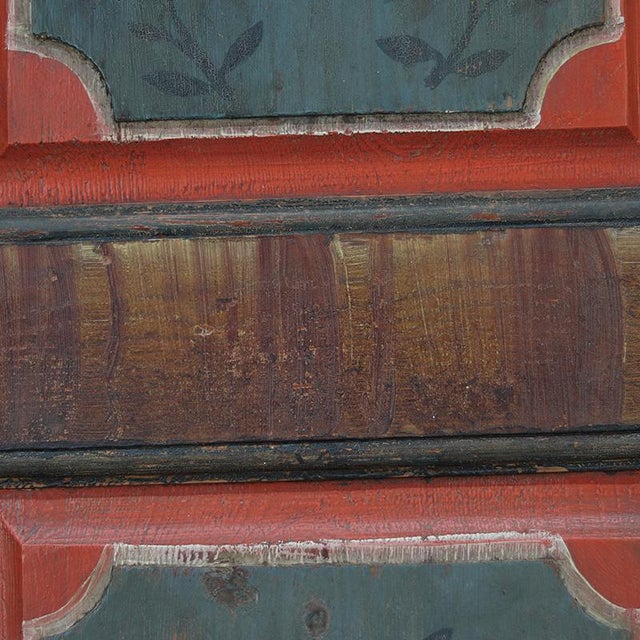 Rustic Farmhouse Painted Folk Art Bridal Cabinet dated 1818 For Sale - Image 4 of 15