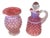 Mid 20th Century Fenton Cranberry Opalescent Hobnail Cruet & Bud Vase Set For Sale
