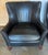Black Pair of Thomasville Black Leather Wingback Lounge Chairs For Sale - Image 8 of 17