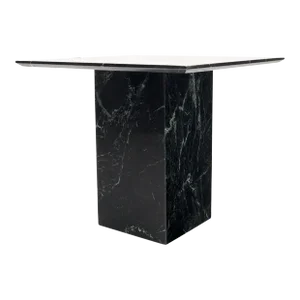 Square Black Marble Single Pedestal Side End Table Night Stand Pedestal