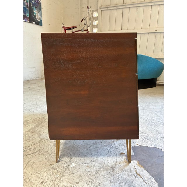 Wood Newly Refinished Walnut and Brass Nightstands For Sale - Image 7 of 7