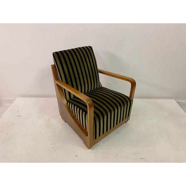 Dutch Armchair in Striped Velvet, 1930s For Sale - Image 12 of 18