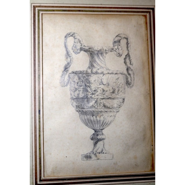 Antique Original 18th Century Figural Garniture Ornamental Urn Planter Drawing For Sale - Image 4 of 12