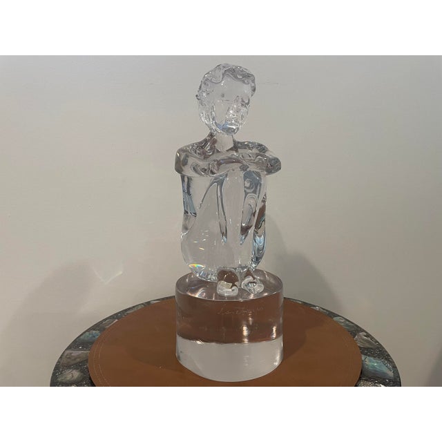 1950s Signed Loredano Rosin Murano Glass “Seated Boy” Sculpture For Sale - Image 10 of 10