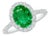 6x8mm Oval Cut Natural Emerald & 1 Ct Natural Diamond Halo Engagement Ring For Sale