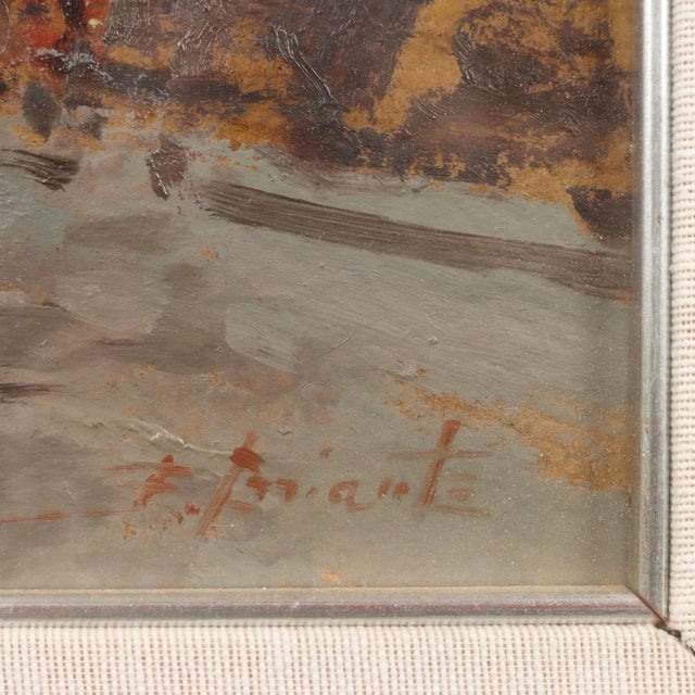 Ezelino Briante, Landscape Composition, Oil Painting on Cardboard, Framed For Sale - Image 8 of 12