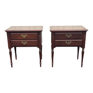 1980s Ethan Allen Georgian Court Cherry Nightstands- A Pair For Sale