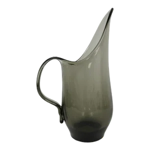 Mid Century Stretched Smoke Glass Pitcher by Elmer E. Miller