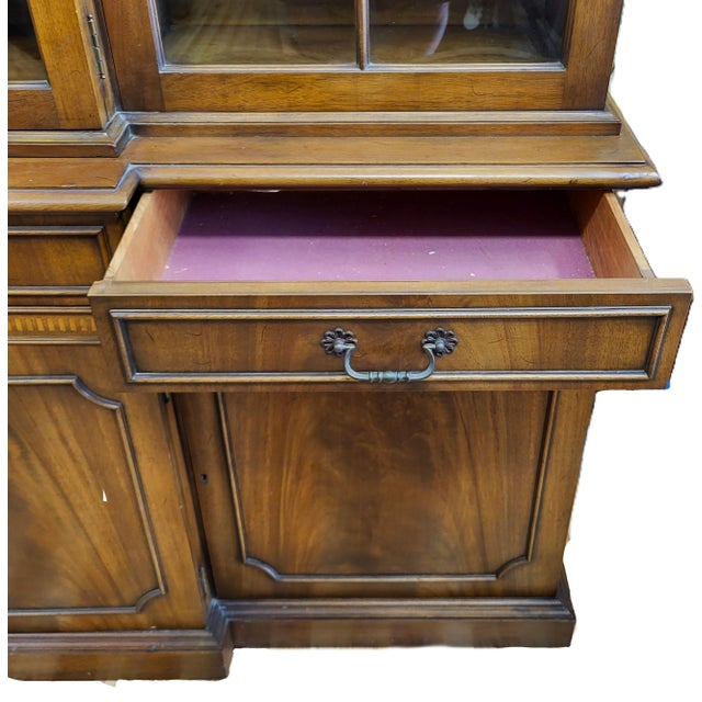 Vintage American Mahogany & Bubble Glass Curio Vitrine Bookcase Breakfront For Sale - Image 14 of 18