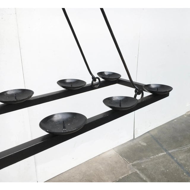 Metal Brutalist Candleholder Chandelier For Sale - Image 7 of 18