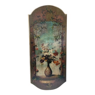 Maitland-Smith Neoclassical Still Life Floral Painting Hand Painted Panel For Sale