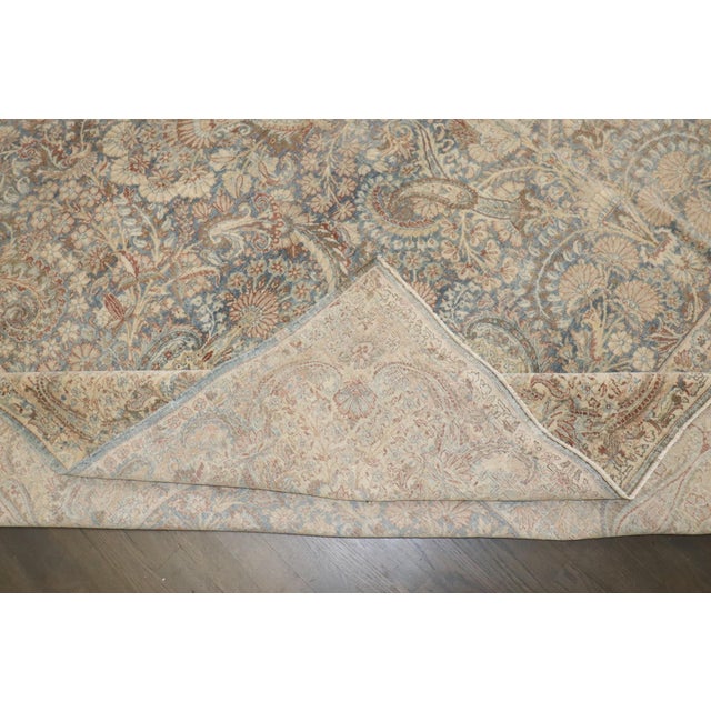 Textile Floral Antique Washed Persian Kerman rug no. j5328 For Sale - Image 7 of 11