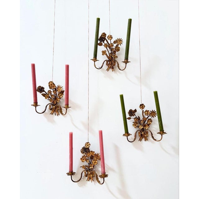 French Gilt Toleware Sconces, Set of 4 For Sale - Image 11 of 11