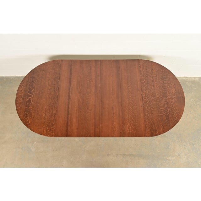 L. & J. G. Stickley Antique Mission Oak Arts & Crafts Extension Dining Table, Newly Refinished For Sale - Image 11 of 13