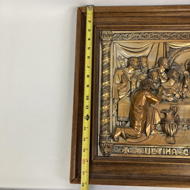 VTG Wall Art Religious Last Supper Ultima Cena De Jesus Raised 3d Metal For Sale - Image 9 of 9