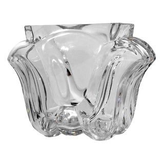 Full Lead Crystal Glass Tulip Vase by Lars Hellsten for Orrefors, Sweden, 1970 For Sale