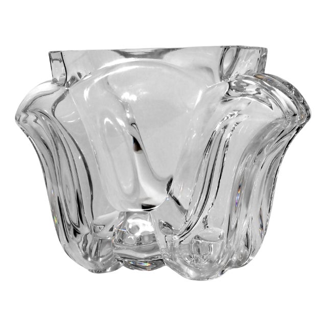 Full Lead Crystal Glass Tulip Vase by Lars Hellsten for Orrefors, Sweden, 1970 For Sale