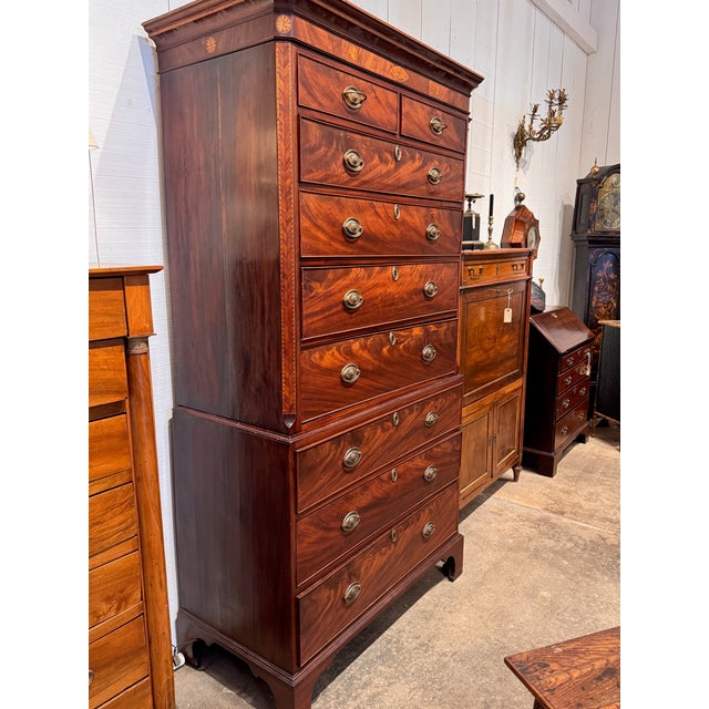 Wood Late 18th Century George III Inlaid Mahogany Chest For Sale - Image 7 of 12