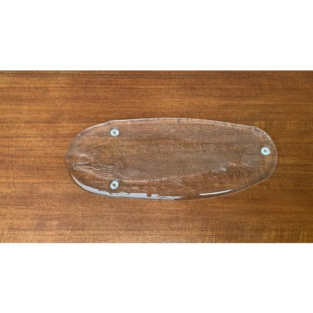 Large Vintage Swedish Glass Fish Plate from Pukeberg Glass For Sale - Image 9 of 18