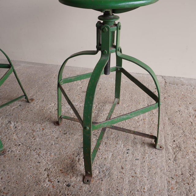 Industrial Green Stools, Set of 2 For Sale - Image 14 of 15