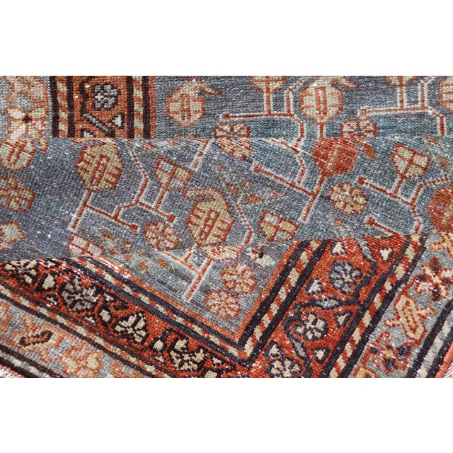 Antique Persian Malayer Runner With Blue Field and Floral Design 2'10" X 9'3" For Sale - Image 10 of 11