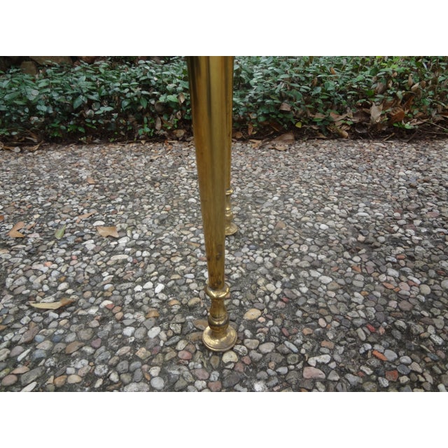 André Arbus Pair of French Brass and Fruitwood Tables Inspired by Jacques Adnet For Sale - Image 4 of 13