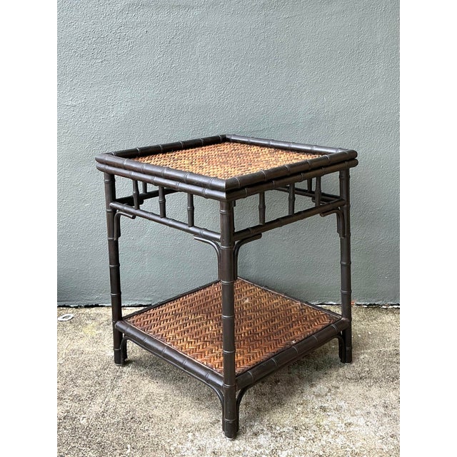 Vintage Woven Rattan Side Table For Sale - Image 10 of 12