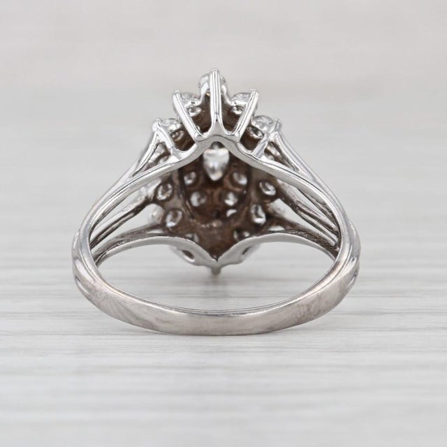 2010s 0.43ctw Diamond Halo Cluster Engagement Ring 14k White Gold Size 6.75 For Sale - Image 5 of 6