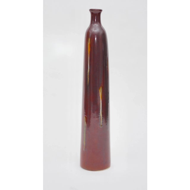 Vintage 18" Tall Lava Glaze Studio Pottery Vase - Marked and Numbered For Sale - Image 4 of 7