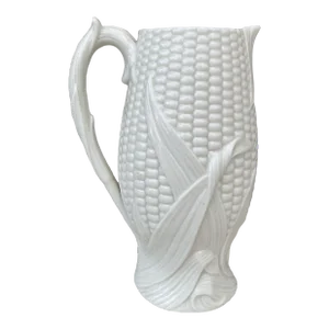 English Victorian Parian Majolica Corn Pitcher, Circa 1890