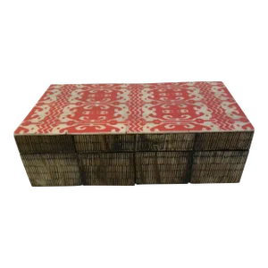 Indian Wood & Bone Ikat Lidded Box