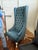 Blue Velvet Wingback Armchair – Tufted High‑Back Accent Chair With Nailhead Trim For Sale In Chicago - Image 6 of 7
