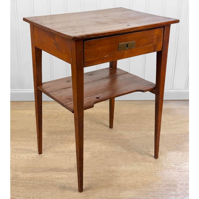 Late 19th Century Antique Primitive Farmhouse Pine Single Drawer Side Table For Sale - Image 5 of 13
