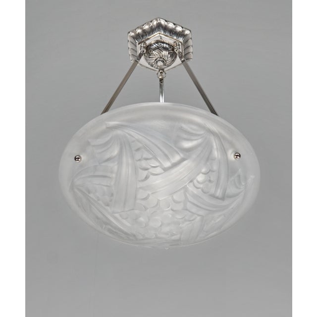 David Gueron Degue French Art Deco Pendant Light by Barbier Et Corneloup & Degue 1920s France For Sale - Image 4 of 16