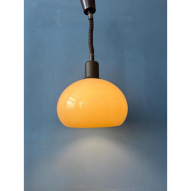 Vintage Beige Acrylic Glass Mushroom Pendant Lamp For Sale - Image 11 of 11