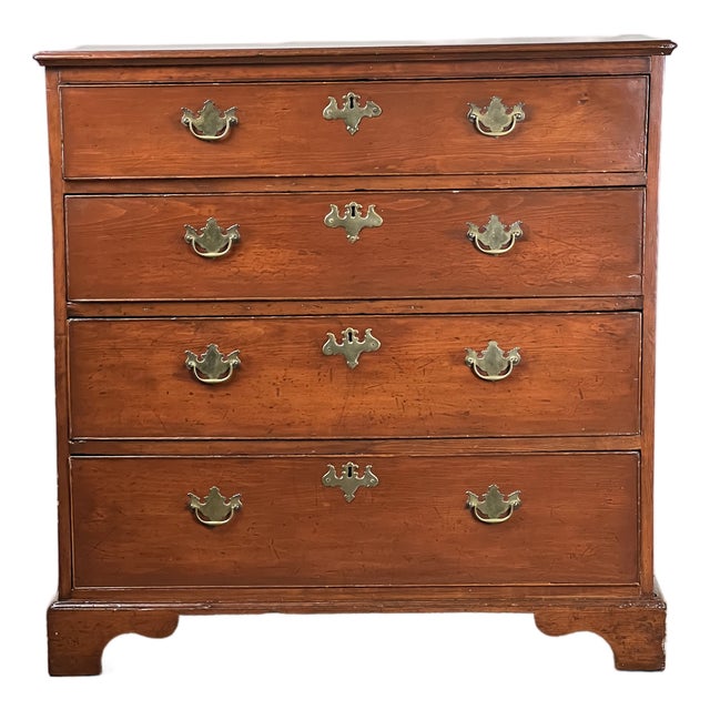 Antique Chippendale Pine Graduated Four Drawer Chest C. Late 18th Century Attributed to Northampton Ma Maker For Sale