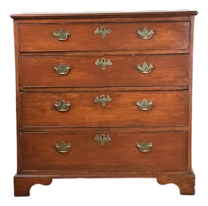 Antique Chippendale Pine Graduated Four Drawer Chest C. Late 18th Century Attributed to Northampton Ma Maker